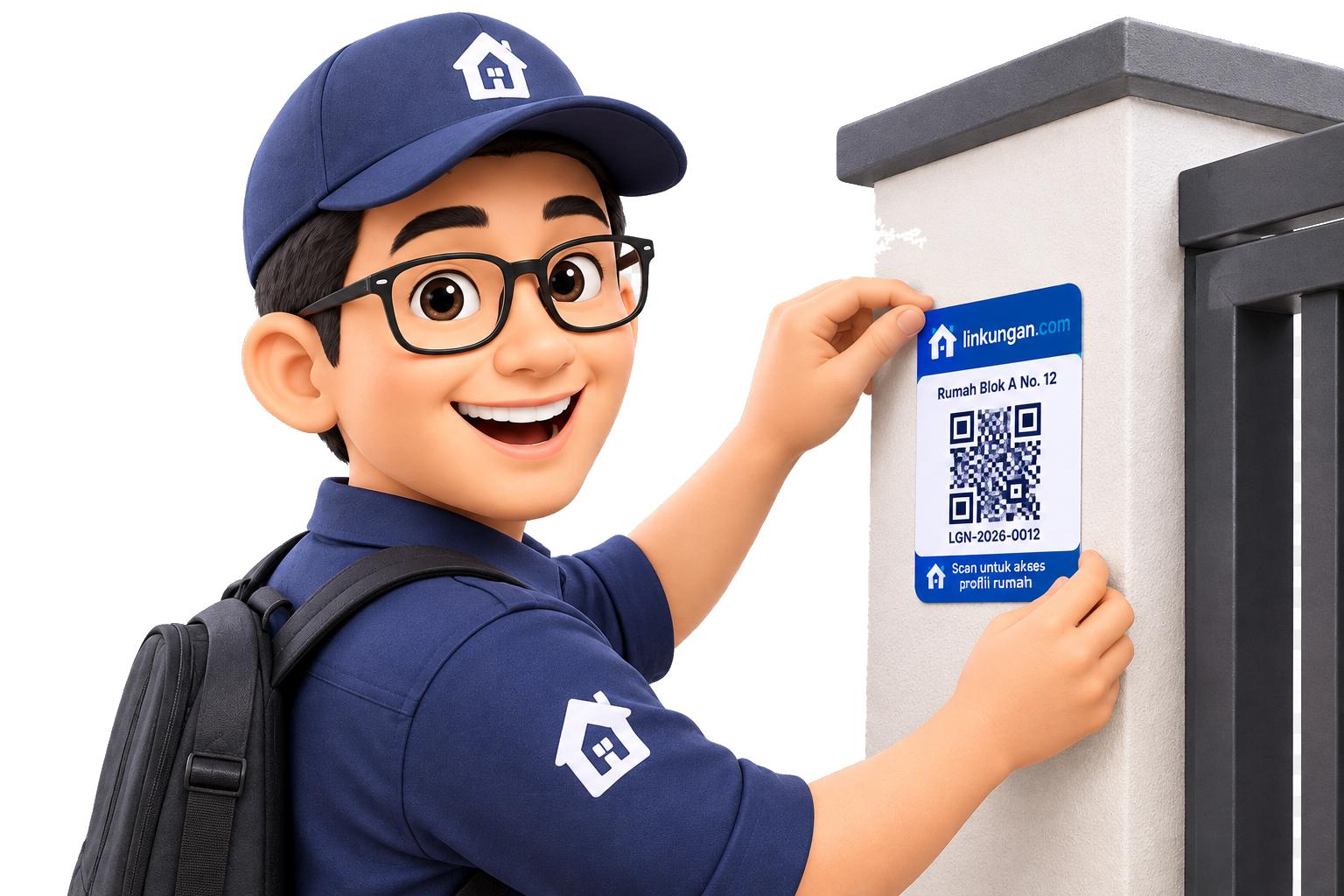 Petugas memasang stiker QR identitas rumah warga untuk memudahkan pendataan pengurus RT